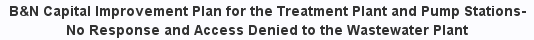 The City will not provide the Document detailing what improvements are needed for a proposed $70 Mil project and they will not allow an inspection of the treatment plant by County Representatives.
